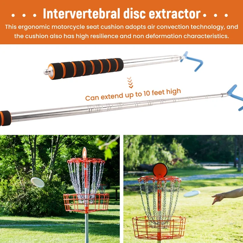 Disc Golf Retriever Disc Golf Grabber 10-stopowy przenośny kij teleskopowy z trwałym hakiem do latającego dysku na zewnątrz