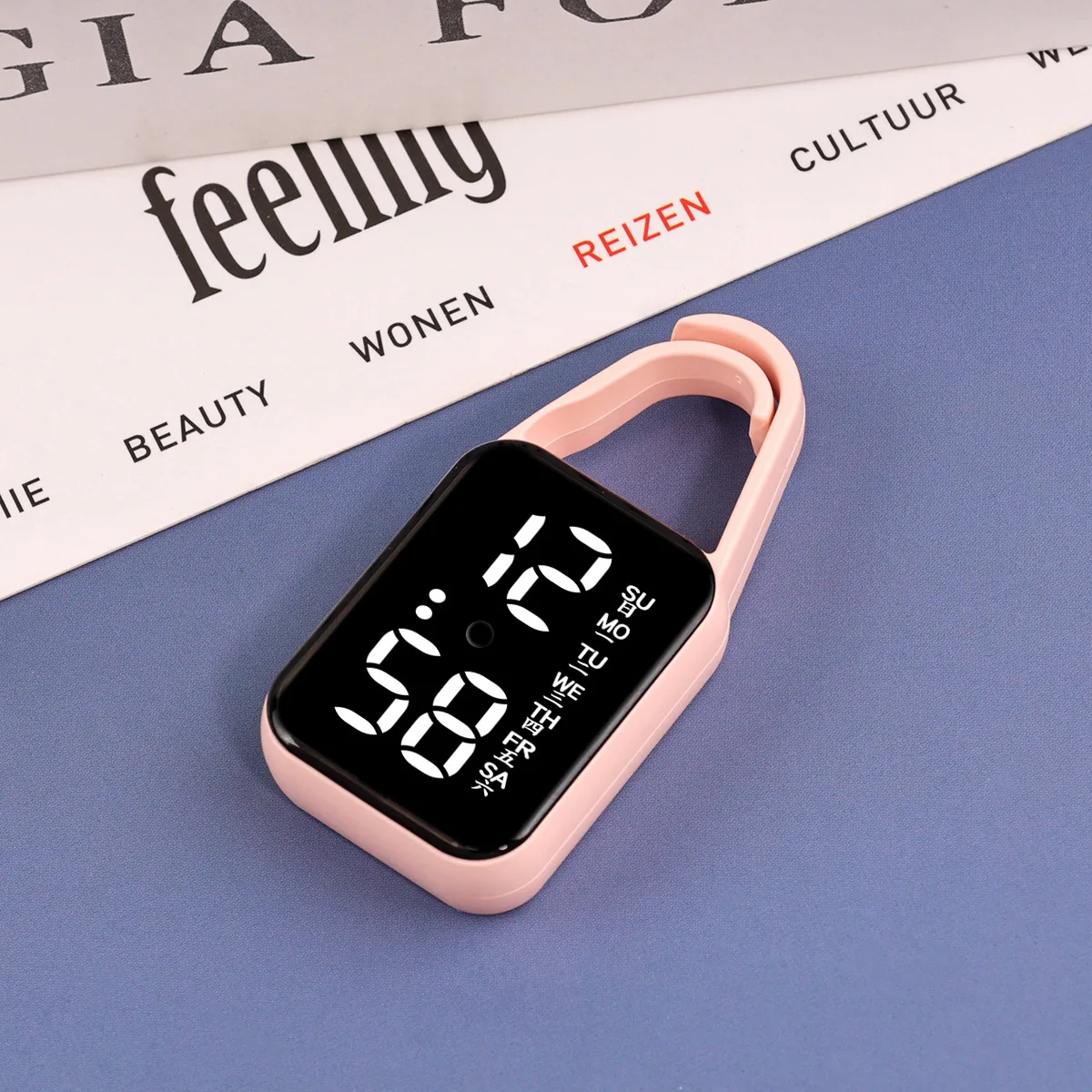 New block LED electronic watch for high school students, digital luminous weekly pocket watch