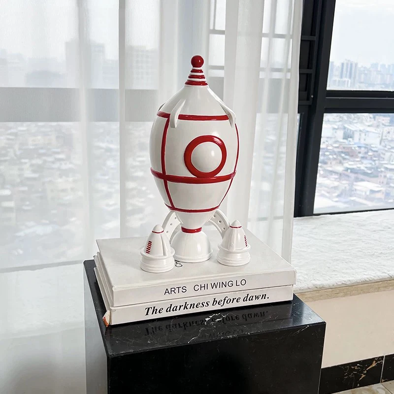 

Space Rocket Ornaments,Creative Artwork Decor,Rocket Model Sculpture,TV Cabinet Desktop Decoration,Nordic Crafts Statue,Art Gift