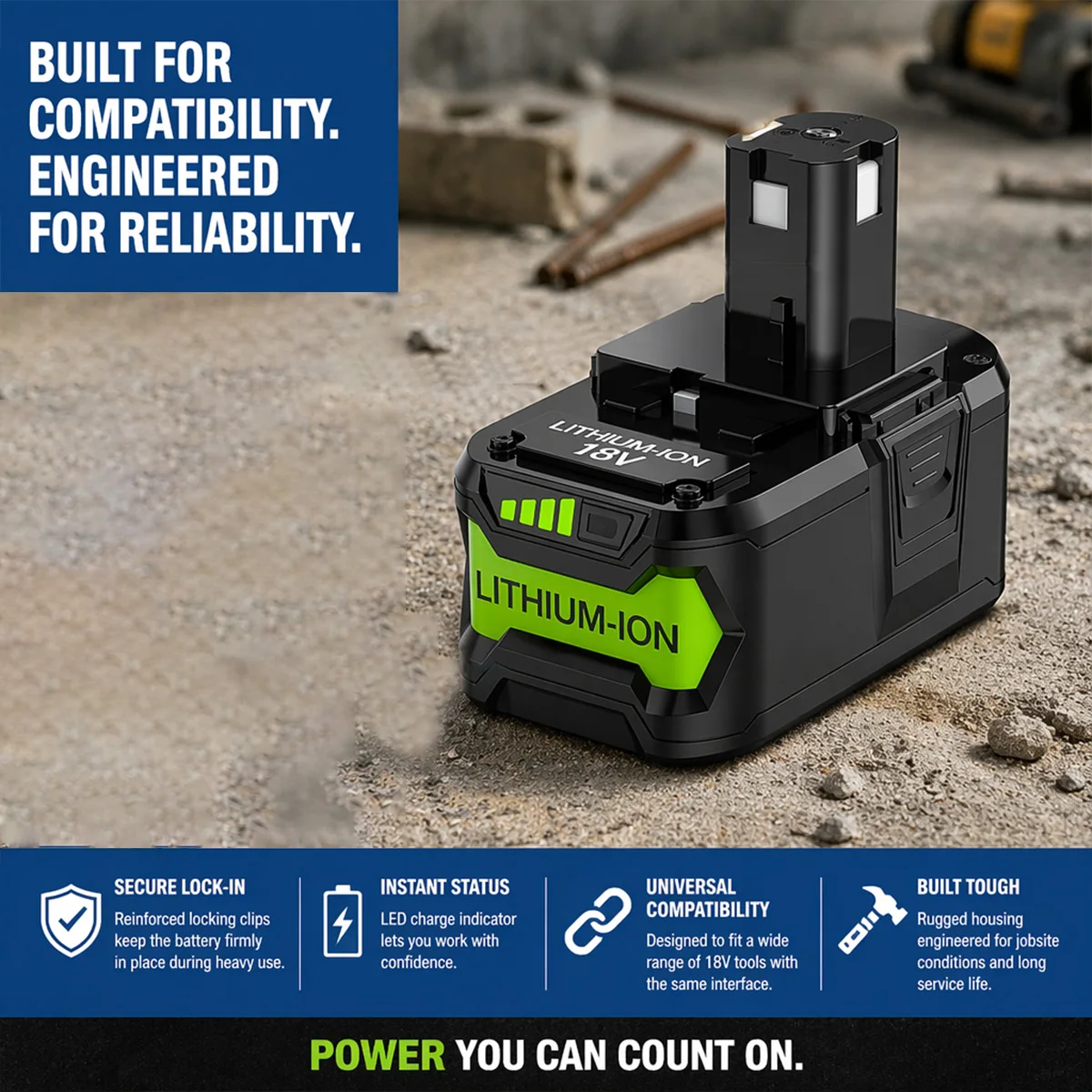 8Ah Cordless Tool Battery Replacement Compatible with Ryobi 18V Drill Driver and Saw