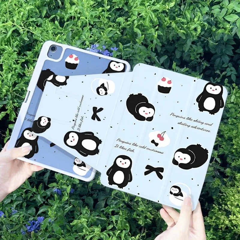 Funda inteligente Penguin PU para IPad Air 4 10,9 2020 Air 5 Pro 11 2.a 3.a 4a Ipad Mini6 8,3 Ipad 5/6a 9,7 Air 2/3 10,5 10,2 7/8/9a generación