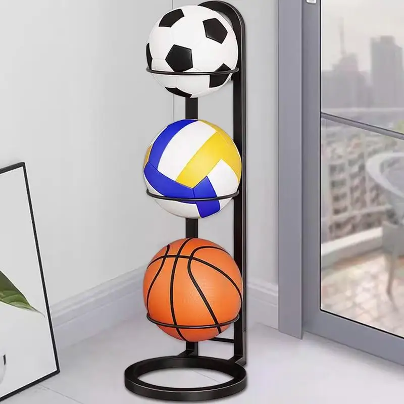 Basketball Storage Rack Vertical Display Stand Multifunctional Easy To Assemble Ball Rack For Garage Kids Room Football