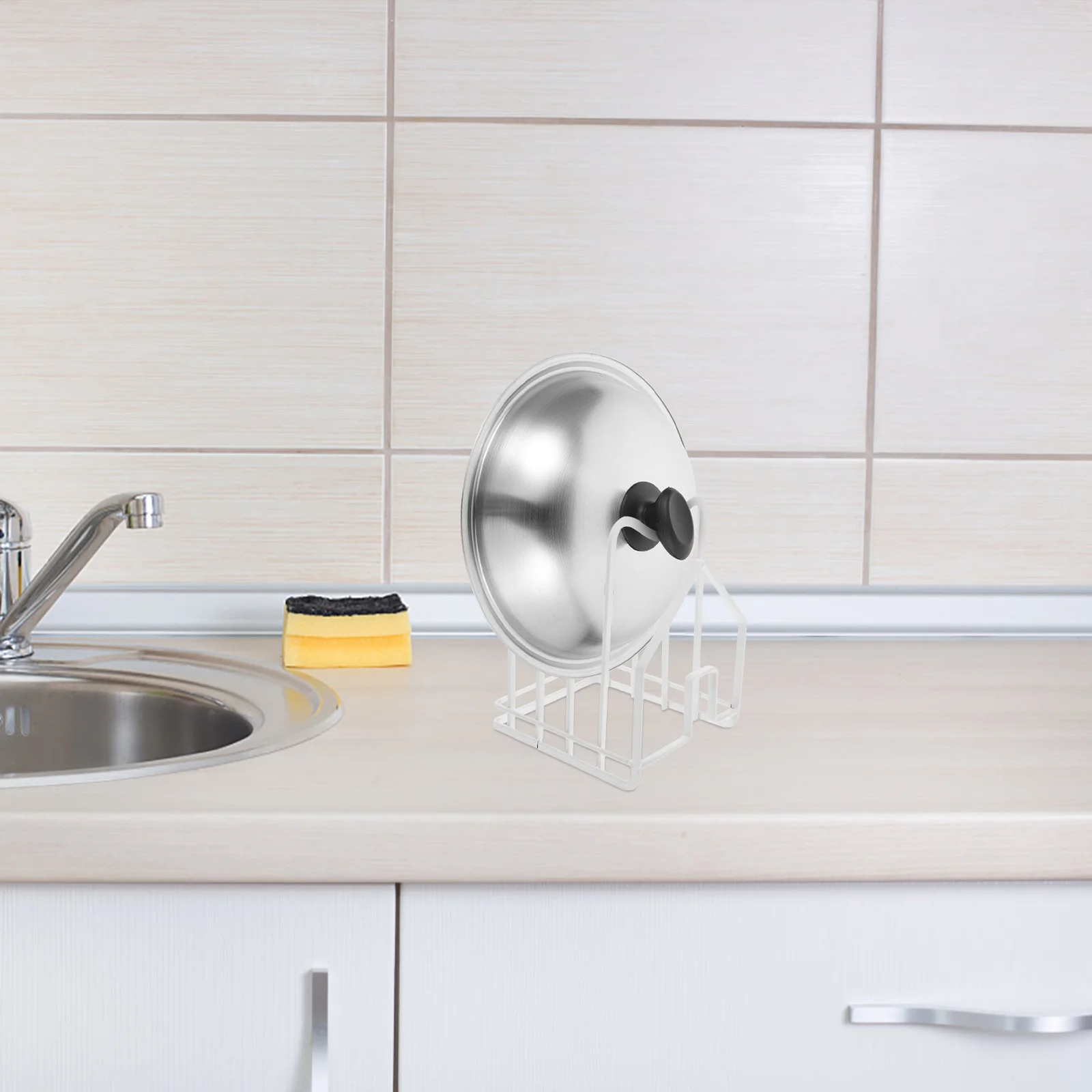 

Multifunctional Kitchen Rack Iron Pot Lid Organizer Cutting Board Holder Drying Rack Storage Shelf Organizer Pot Lid Holder