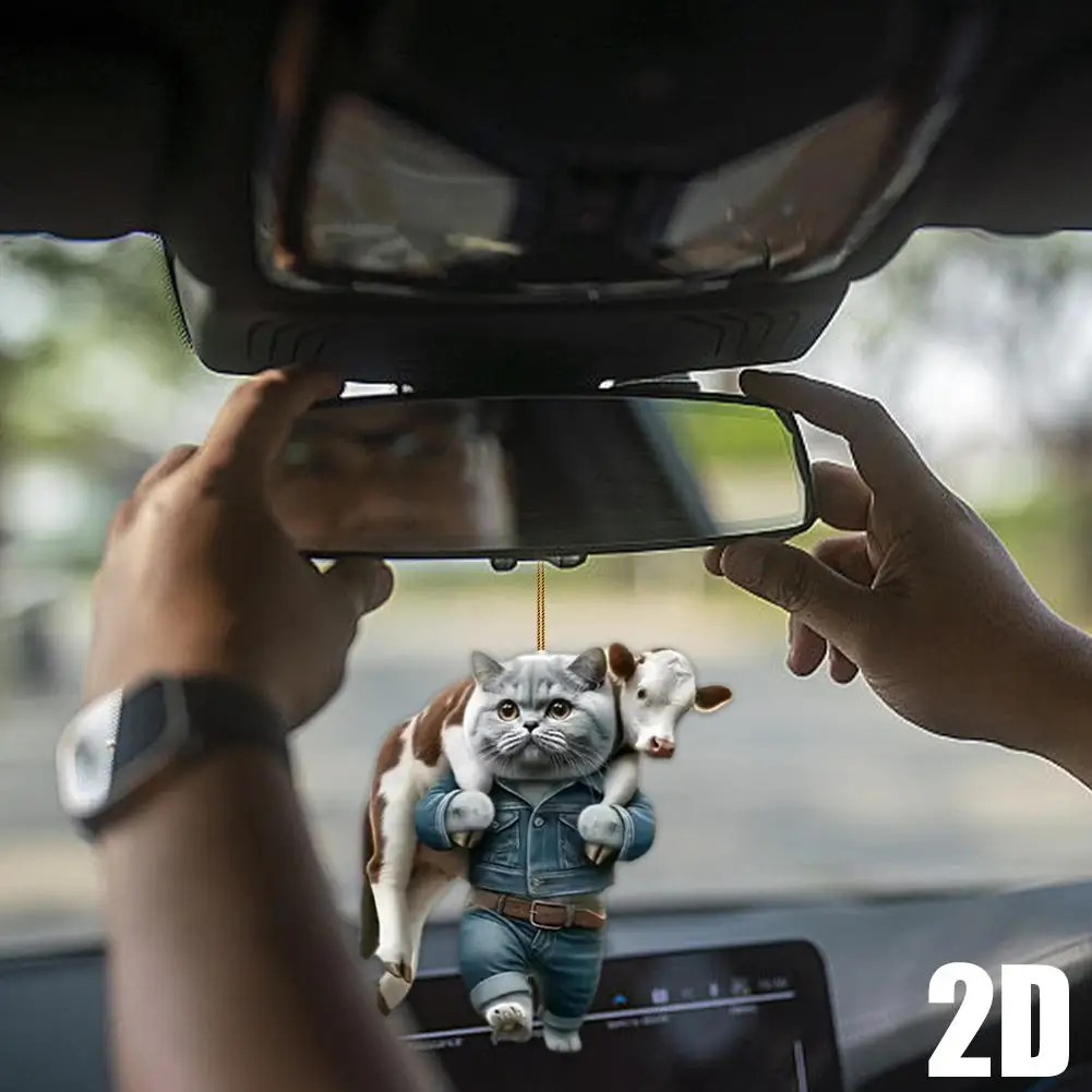 Car Auto Rearview Mirror Ornament With Lanyard Adorable Hanging Car Pendant Decoration Animal Interior Design Accessori J7t1