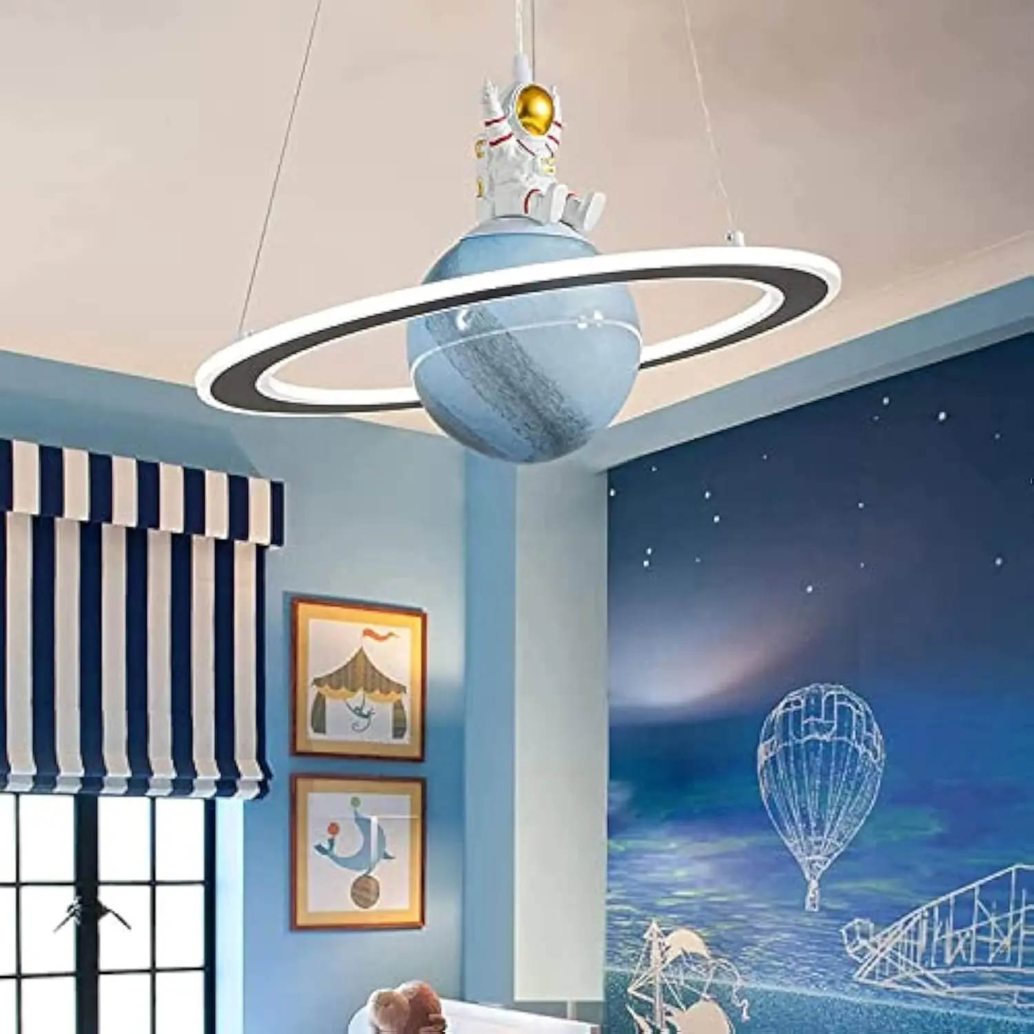 

Astronaut hanging lamps, creative led chandeliers with pendant dimmable planet light for kids room, boys room, nursery, toys ro