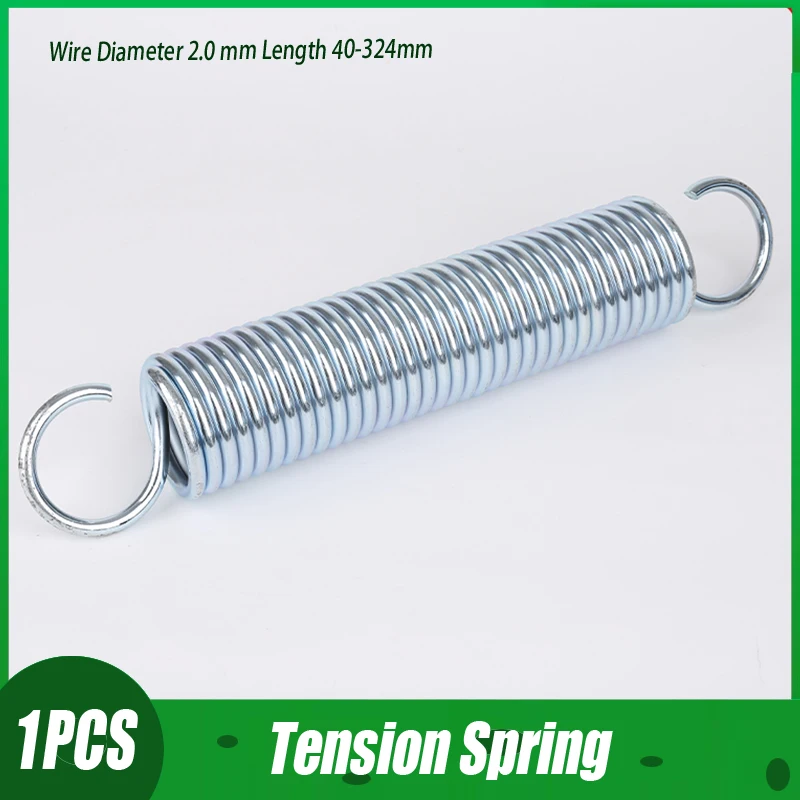Stainless Steel Shut up S Hook Tension Spring 2.0 Cylindroid Helical Draught Extension Expansion Tensile Spring Length 40-324mm