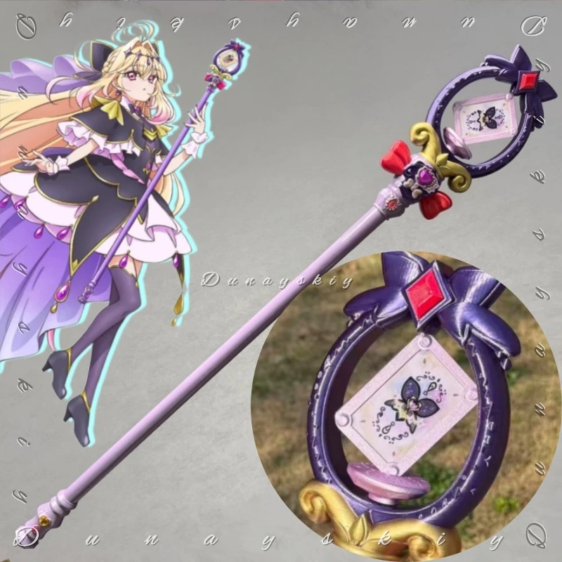 

Волшебная палочка для косплея Star Detective Precure Moria Ruruka, вращающаяся, с картой, украшенная камнями и бантом, 130 см, очень длинная