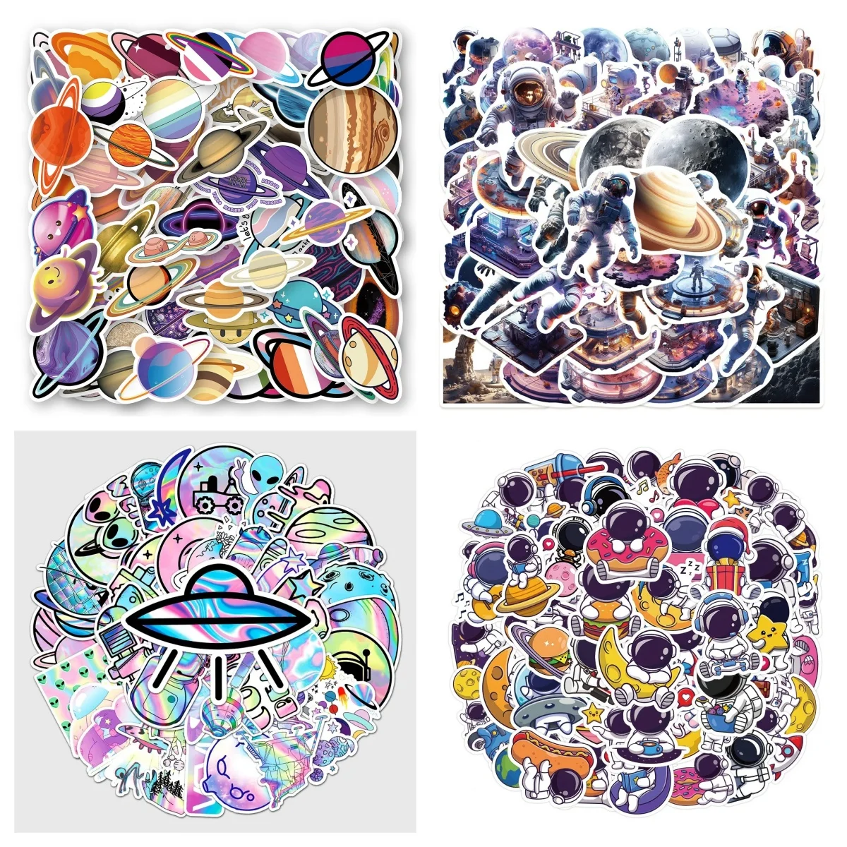 10/30/50PCS Laser Space Graffiti Creative Planet Sticker Decoration Notebook Suitcase Scrapbook Waterproof Sticker Toy Wholesale