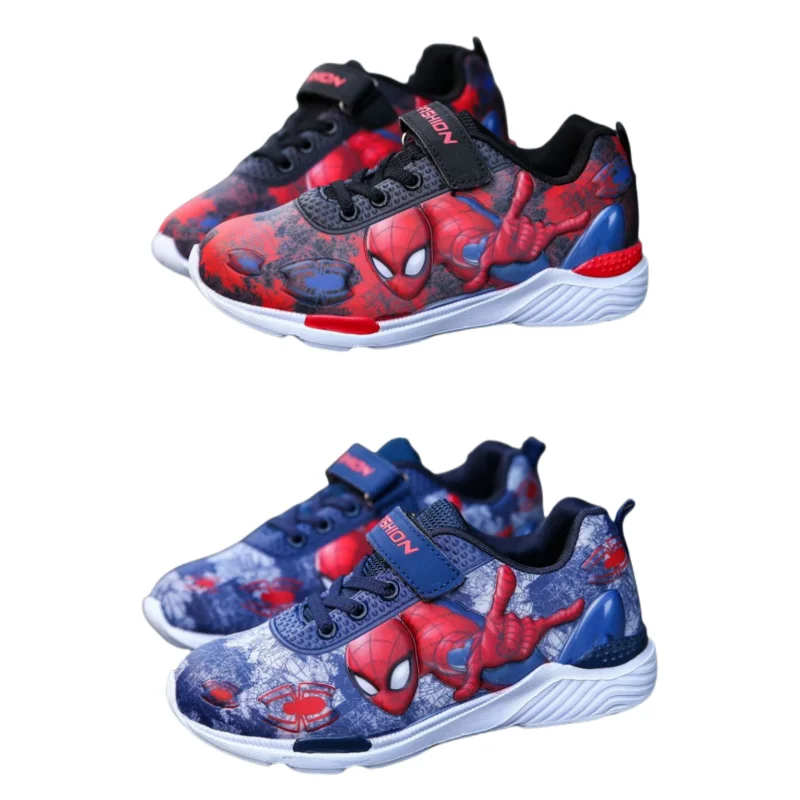 Marvel Series Anime Spiderman Children's Cute Sneakers Spring and Autumn Models Big Kids Cartoon Painted Mesh Single Shoes Boys