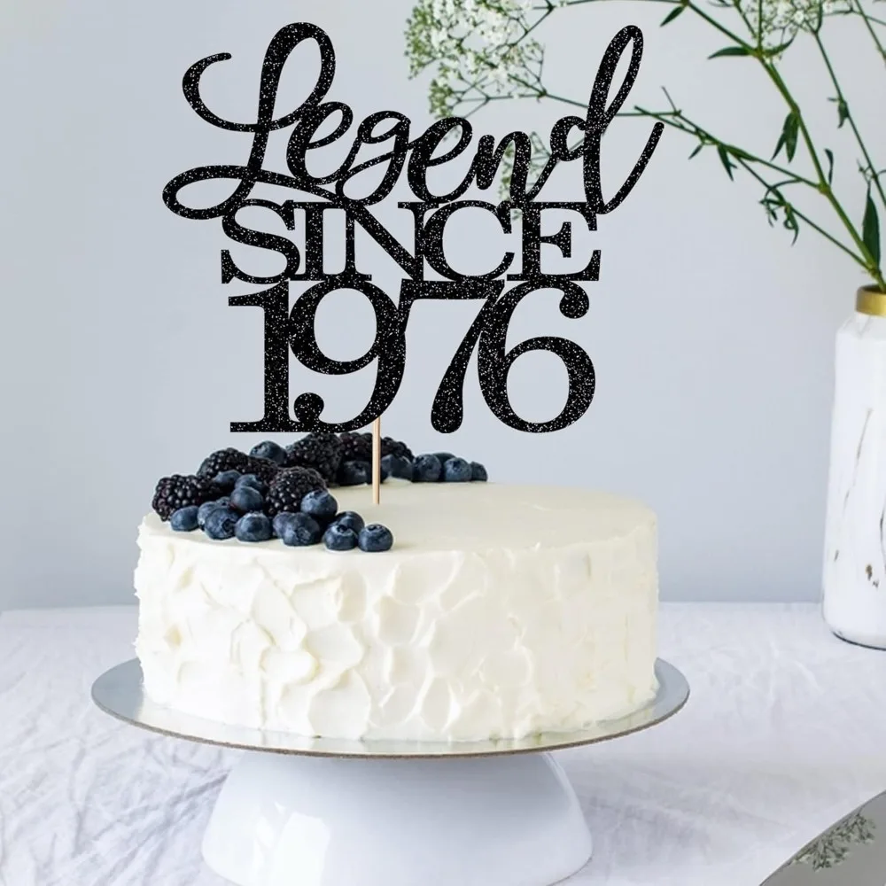 Legend Since 1976 Kuchenaufsatz zum 50. Geburtstag, Happy Birthday Kuchenaufsatz für Männer und Frauen, zum Feiern von 50 Jahren, handgefertigt – Detail 4