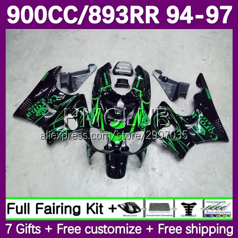 Fairing For HONDA CBR 893 893RR Green black CBR893 CBR900 RR 94 95 96 97 15No.13 CBR900RR CBR893RR 1994 1995 1996 1997 Body Kit