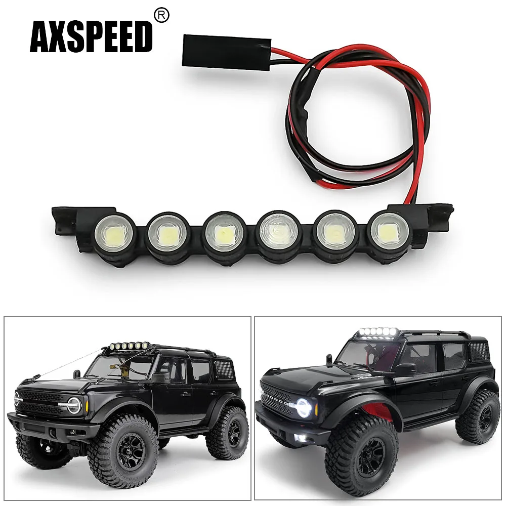 AXSPEED Simulation Roof LED Light Group Spotlight for TRX-4M Bronco 1/18 RC Crawler Car Model Upgrade Parts Accessories