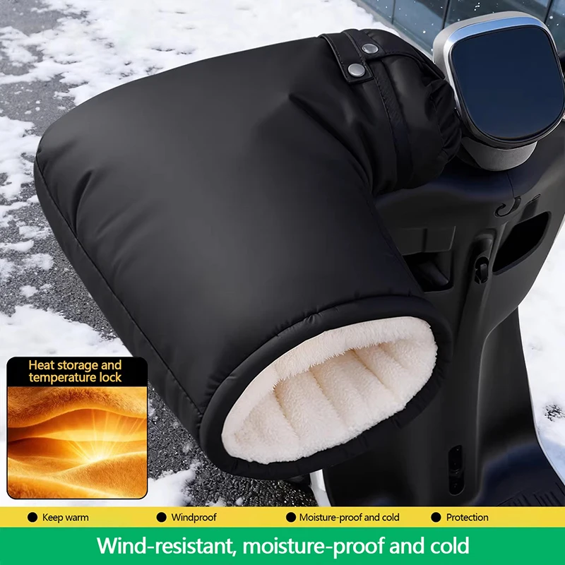 New thickened waterproof, windproof, cold-proof and warm handlebar covers for motorcycles and electric bicycles 5