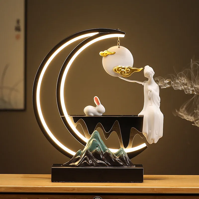 Quemador de Incienso Eléctrico de Flujo Inverso, Quemador de Incienso Zen Chino Familiar, Diseño de Fragancia para Interiores, Casa y Jardín, Fragancia para el Hogar