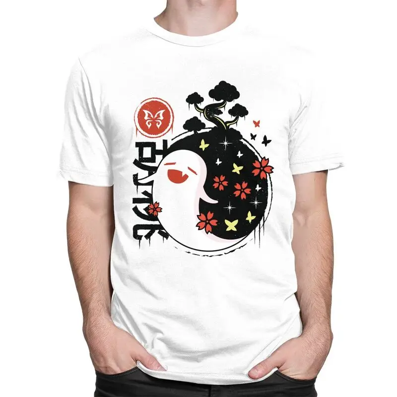Custom Hu Tao Ghost Genshin Impact T Shirt Men Short Sleeves Pure Cotton T-shirt Leisure Anime Game Tee Tops Fashion Tshirts