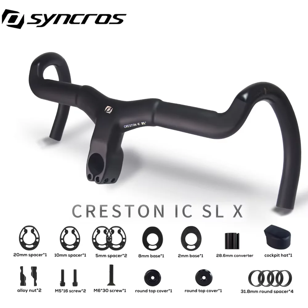 

Syncros-Chrome Creston Cockpit, Internal Cable Routing, Bicycle Carbon Handlebar, Laser Logo, IC Sl X Gravel, 28.6mm, 31.8mm