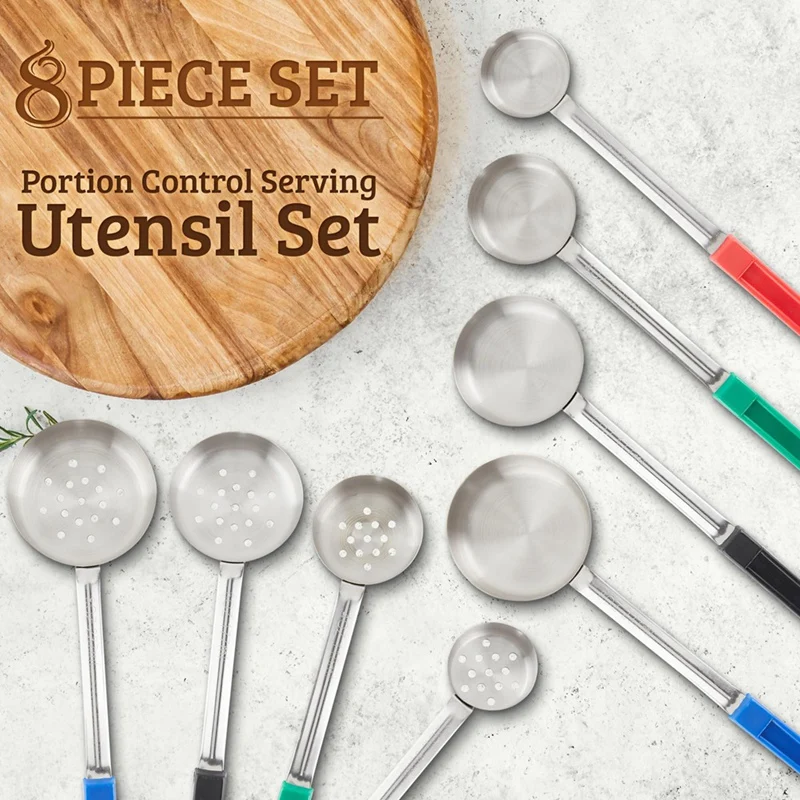 Portion Control Serving Utensil Set Portion Control Serving Spoon 8 Piece Combo Set 2Oz, 4Oz,6Oz,8Oz 1Set