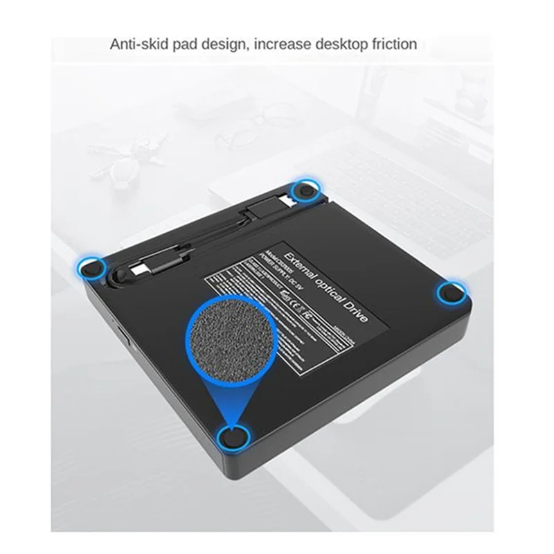 B04B-External DVD Drive USB 3.0 Portable Optical Drives CD DVD Burner Player Reader For Laptop