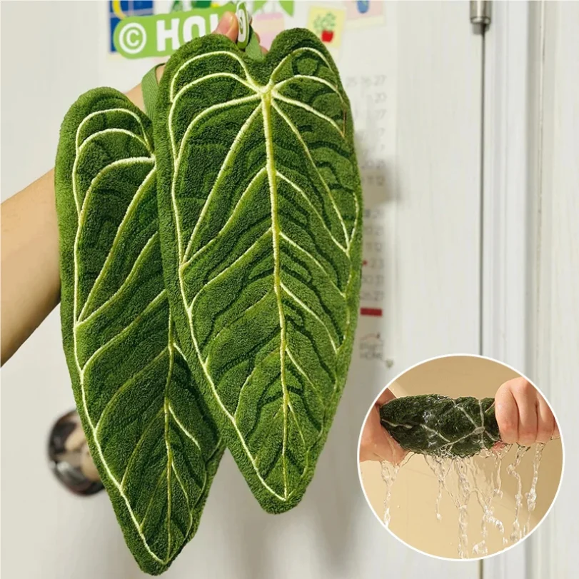 

Hot Plant Hand Towel Cleaning Towel Absorbent Handkerchief Hanging Thickened Kitchen Towel Bathroom Kitchen Accessories