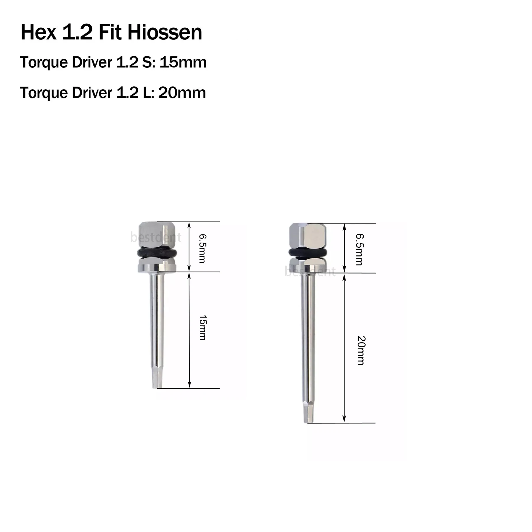 Implant Torque Driver Hex 1.2mm Square Screwdriver Compatible Hiossen S 15mm L 20mm