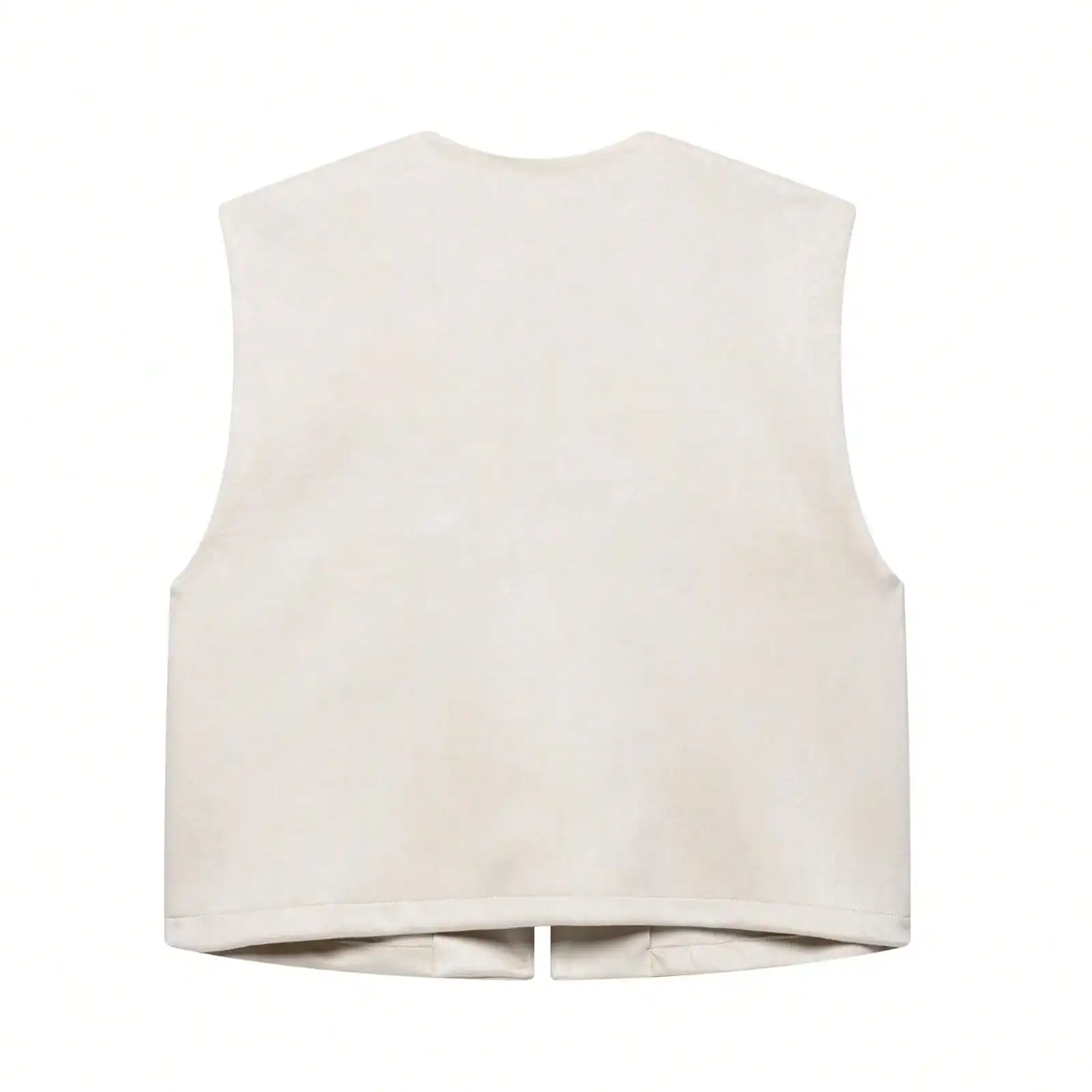 HH Elegante Damen O-Ausschnitt Weste Ärmellos Locker Sitzendes Tanktop Büro-Arbeitskleidung Business Casual Schicke High-Street-Mode Damenwesten – Detail 3