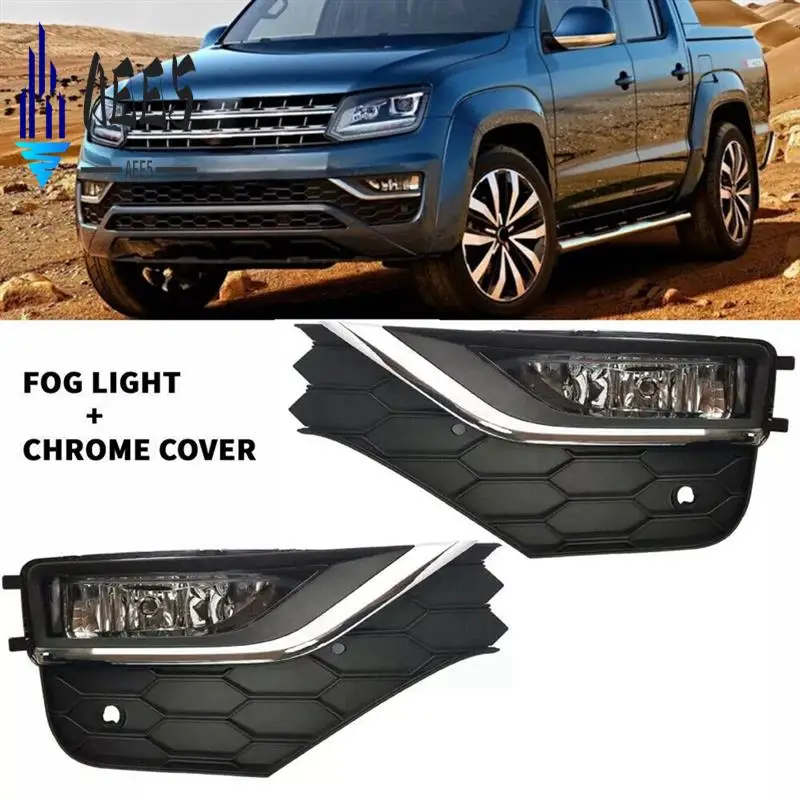 

AEE5-1 Set Front Halogen Fog Lights Lamp+Grille Cover For VW Amarok 2019 2H6941699B 2H6941700B, 2H6807489 2H6807490