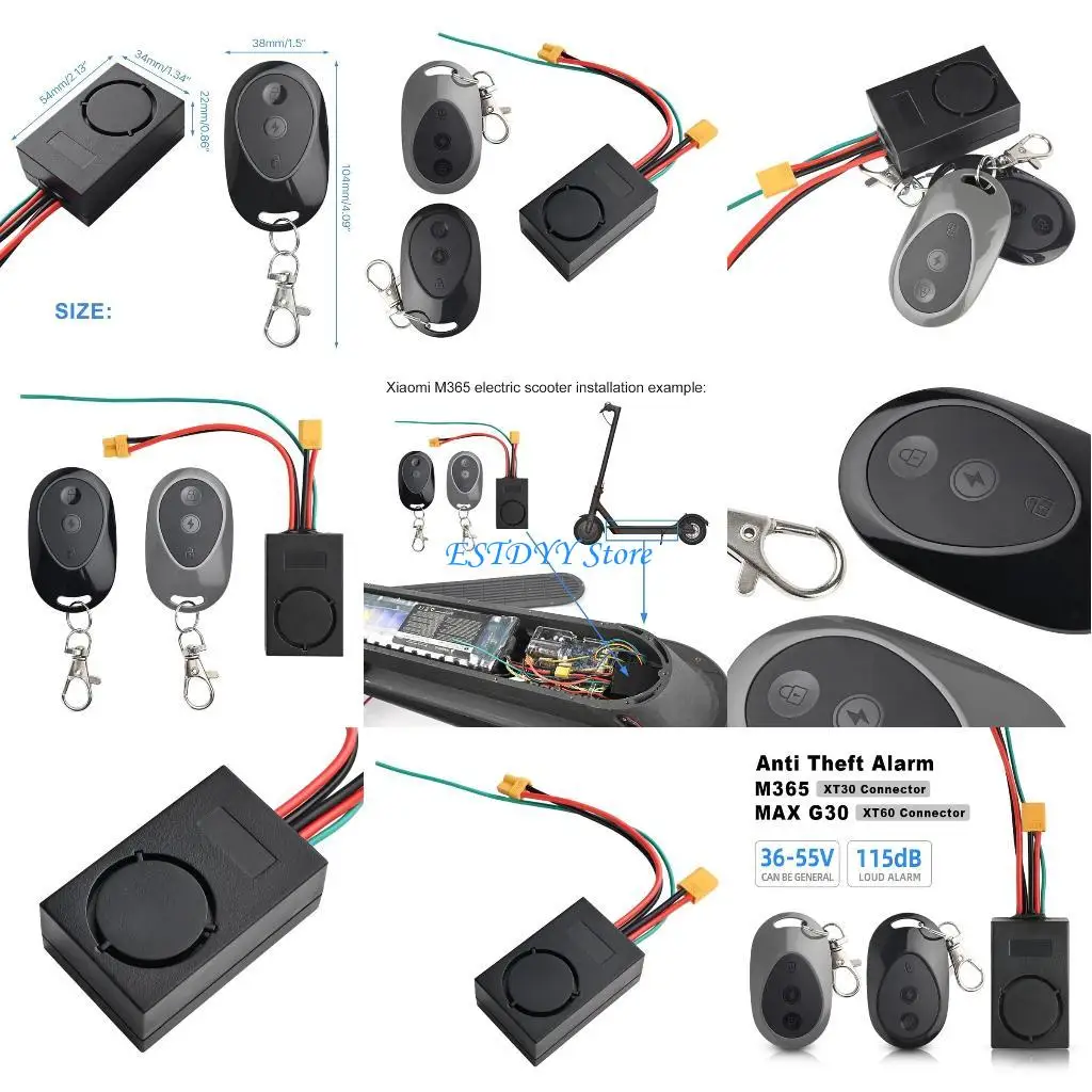 

G6DE Portable Electric Scooter AntiTheft Alarm Security Burglars Alarm System 115db Remote Control Alarm Easy to Install