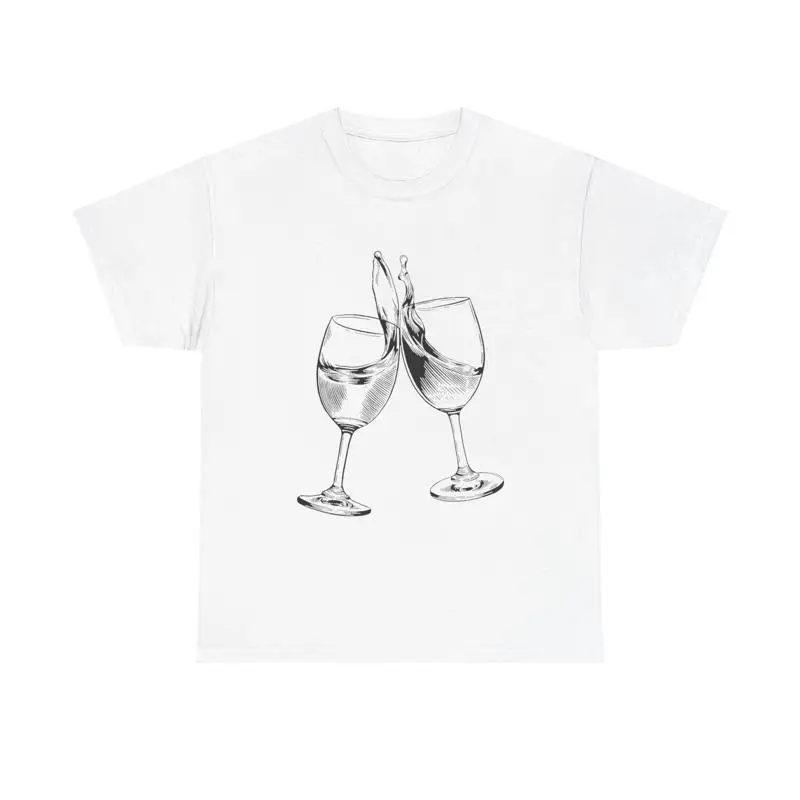 Cheers Wine Glasses Sketch T Shirt celebration party drink cute vintage toast