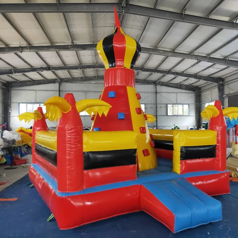 Factory Direct Sale 4m*4m*4m Mini Inflatable Rock Climbing 0.55mm PVC Material Kids Climbing Castle for Kids