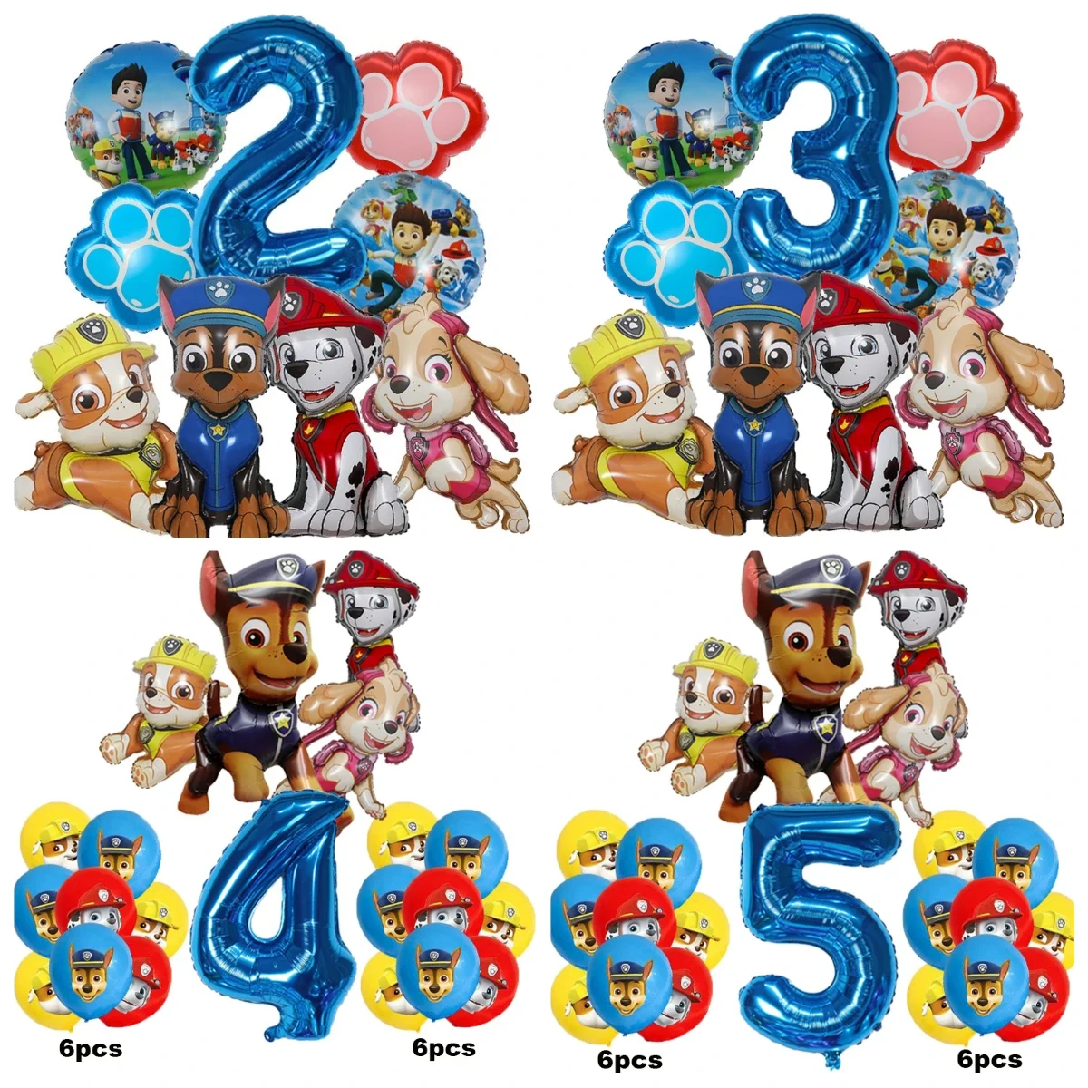 Cartoon Paw Patrol Dog Foil Balloon Set Number Balloon Childrens Birthday Party Decoration Baby Gift Party Chase Skye Balloon