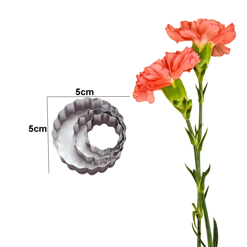 5PCS Carnation Flower Veiners &Cutters Silicone Mold Fondant Chocolate Sugar Paper PolymerClay Decoration Confectionery Moulds
