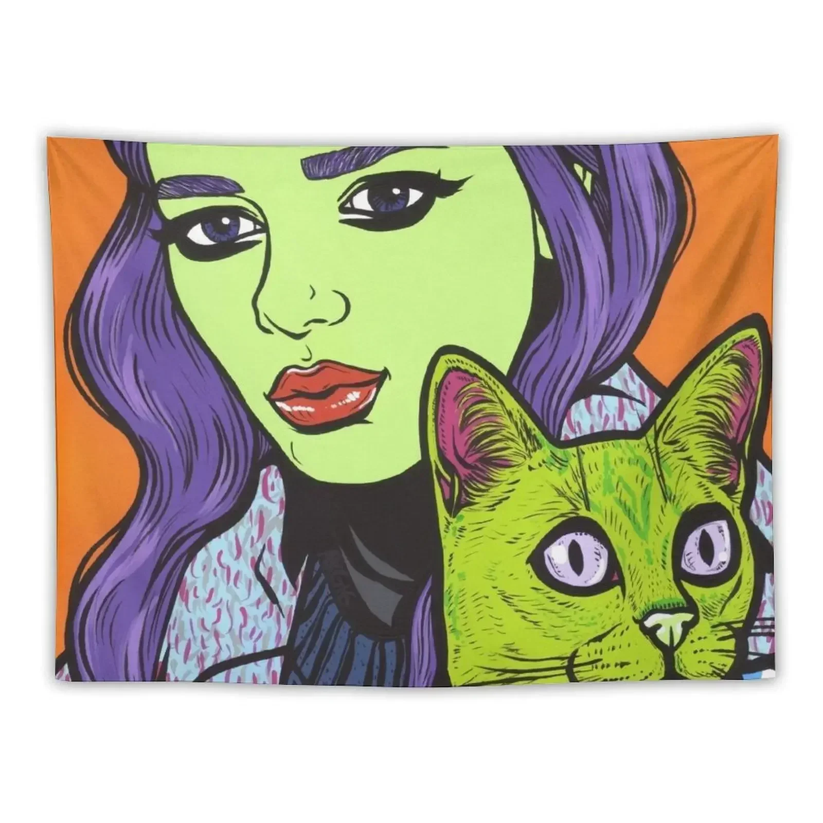 

Girl with Cat Tapestry Wallpaper Decoration Pictures Room Wall Bedroom Decor Home Decorations Tapestry