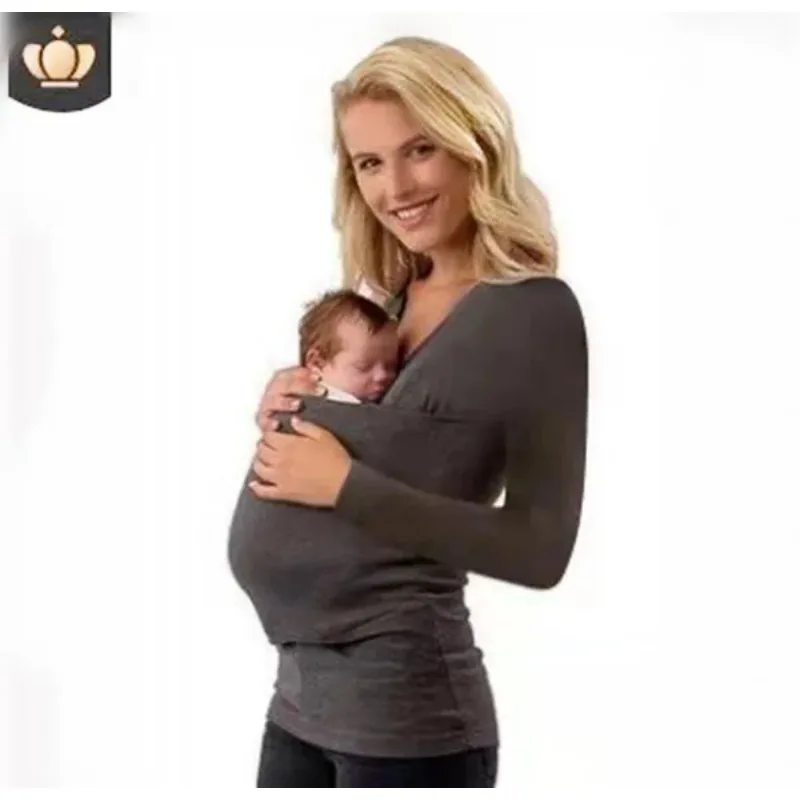 T-shirt à manches longues pour femmes, taille S-3XL féminine, mère kangourou européenne et américaine Vêtements pour femmes