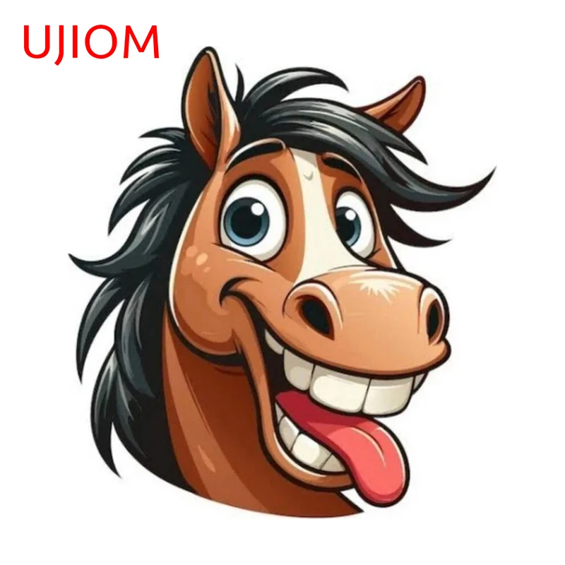 UJIOM Kawaii Smiling Horse Wall Sticker Creative Amusing Living Room Vestibule Refrigerator Decals Artistic Room Wallpapers
