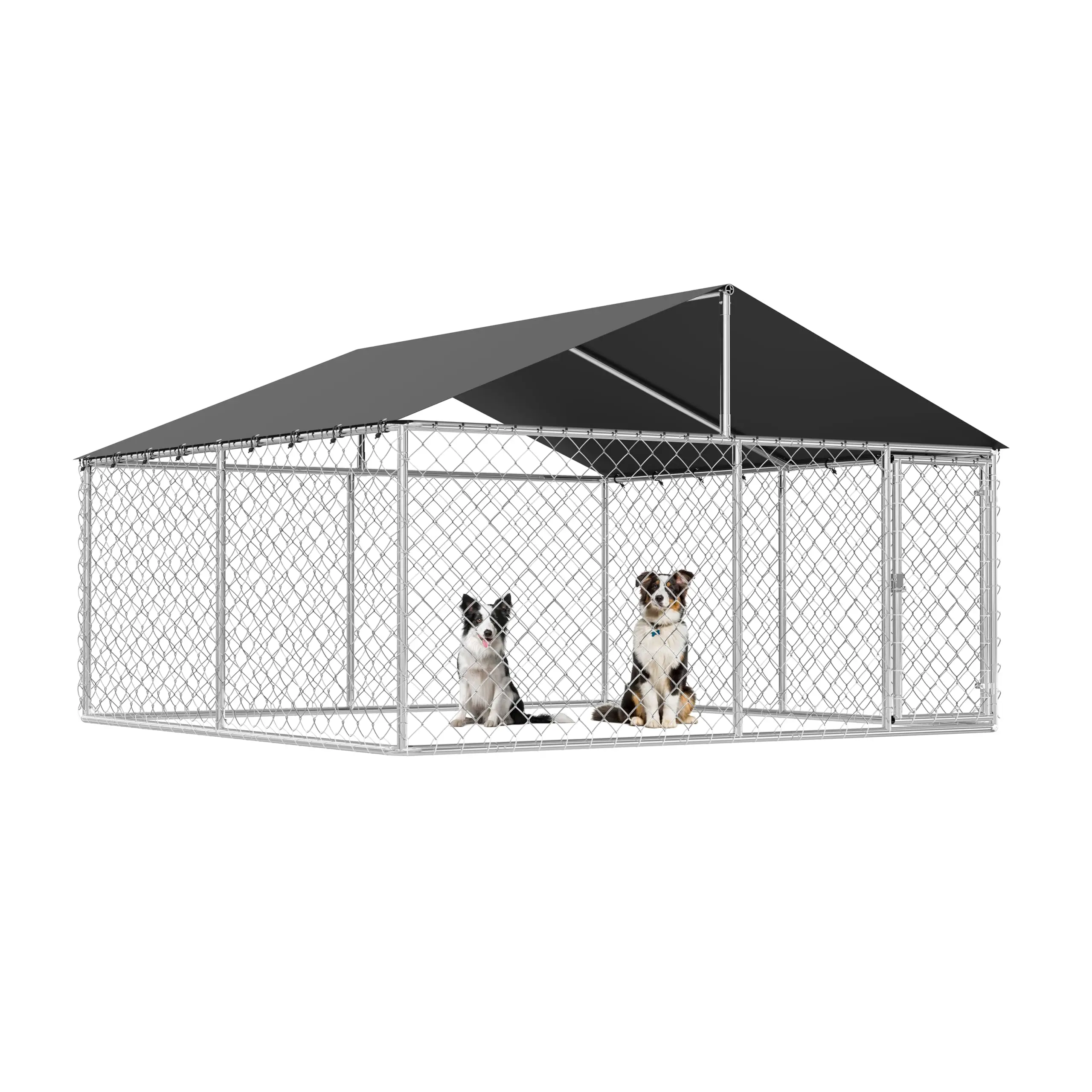 Outdoor Dog Enclosure Heavy Duty Dog Kennel House Mesh Dog Big Cage Pet Kennel Steel Fence with Secure Lock