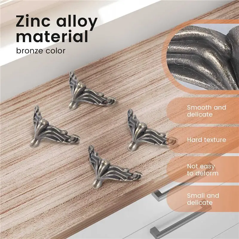 B45C 30개 앤티크 보석함 다리 나무 케이스 모서리 보호대 장식용 가구 다리 DIY 보석함 선물 상자용