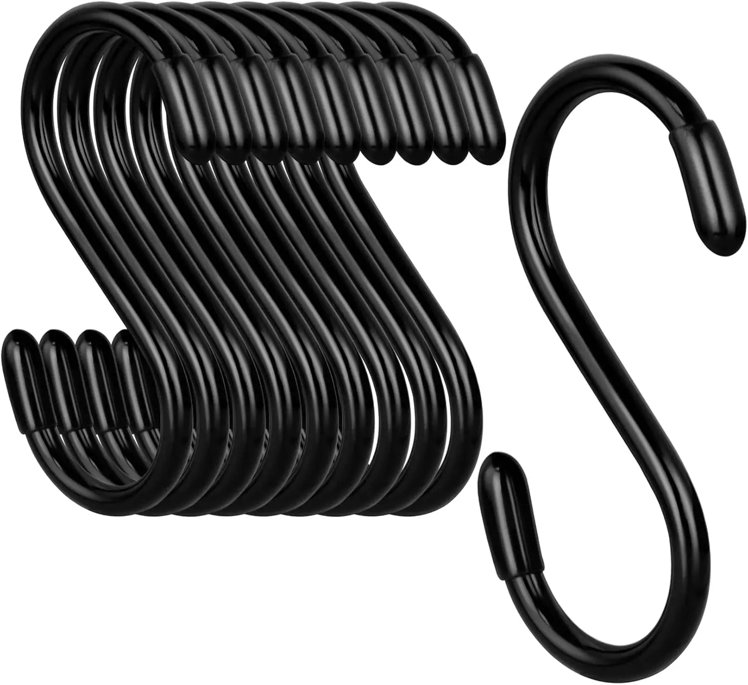 

3 Inch Vinyl Coated S Hooks, 10 Pack Heavy Duty Non-Slip for Hanging Plants, Jeans, Towels