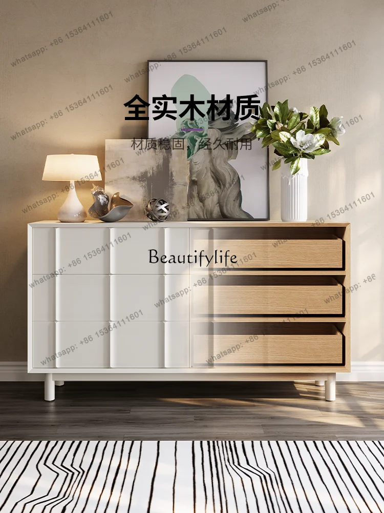 

D06*Household home cream wind storage foyer cabinet modern simple chest cabinet