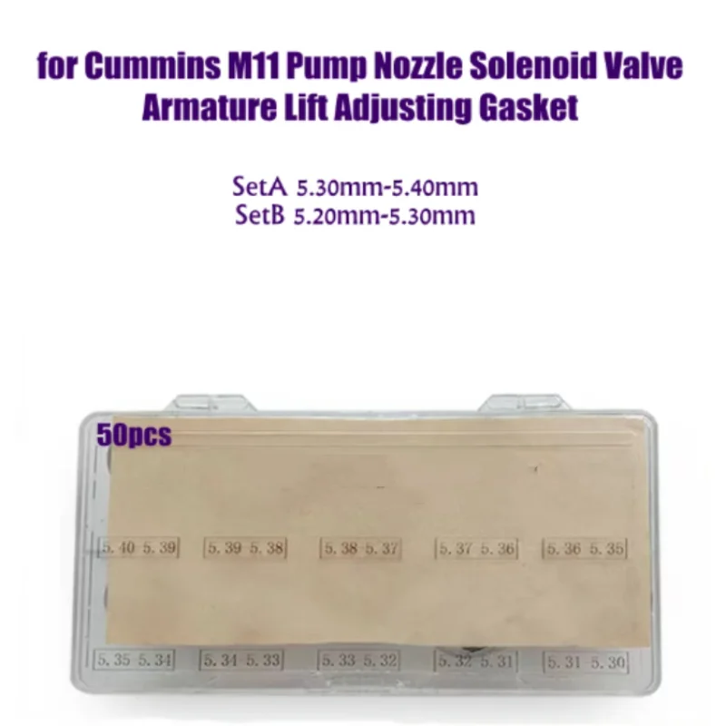 For Cummins M11 Diesel Nozzle Solenoid Valve Armature Lift Adjusting Gasket Common Rail Injector Washer Shims 5.20mm-5.40mm