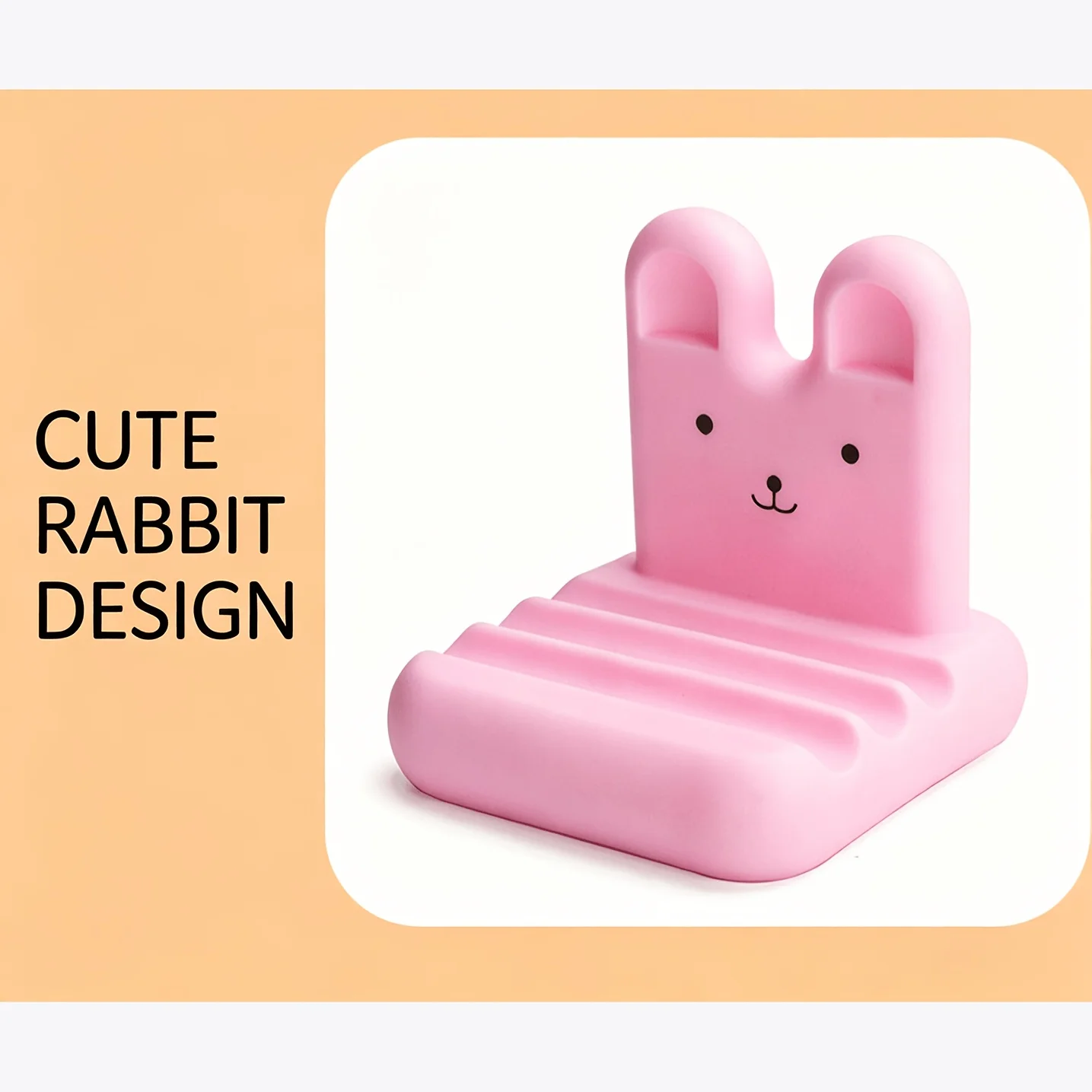 1/2 Piece Random Color Cute Rabbit Phone Stand Ornament, Adjustable Angle for Desktop Use, Compatible with Thick Phone Cases, Suitable for Iphone, Kindle, Ipad, Switch and All Mobile Phones, Halloween and Christmas Gif view 3