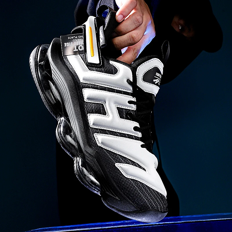 

Кроссовки для бега с толстой подошвой и амортизацией, мужские, с дышащим сетчатым верхом, нескользящей подошвой, для спортивных тренировок