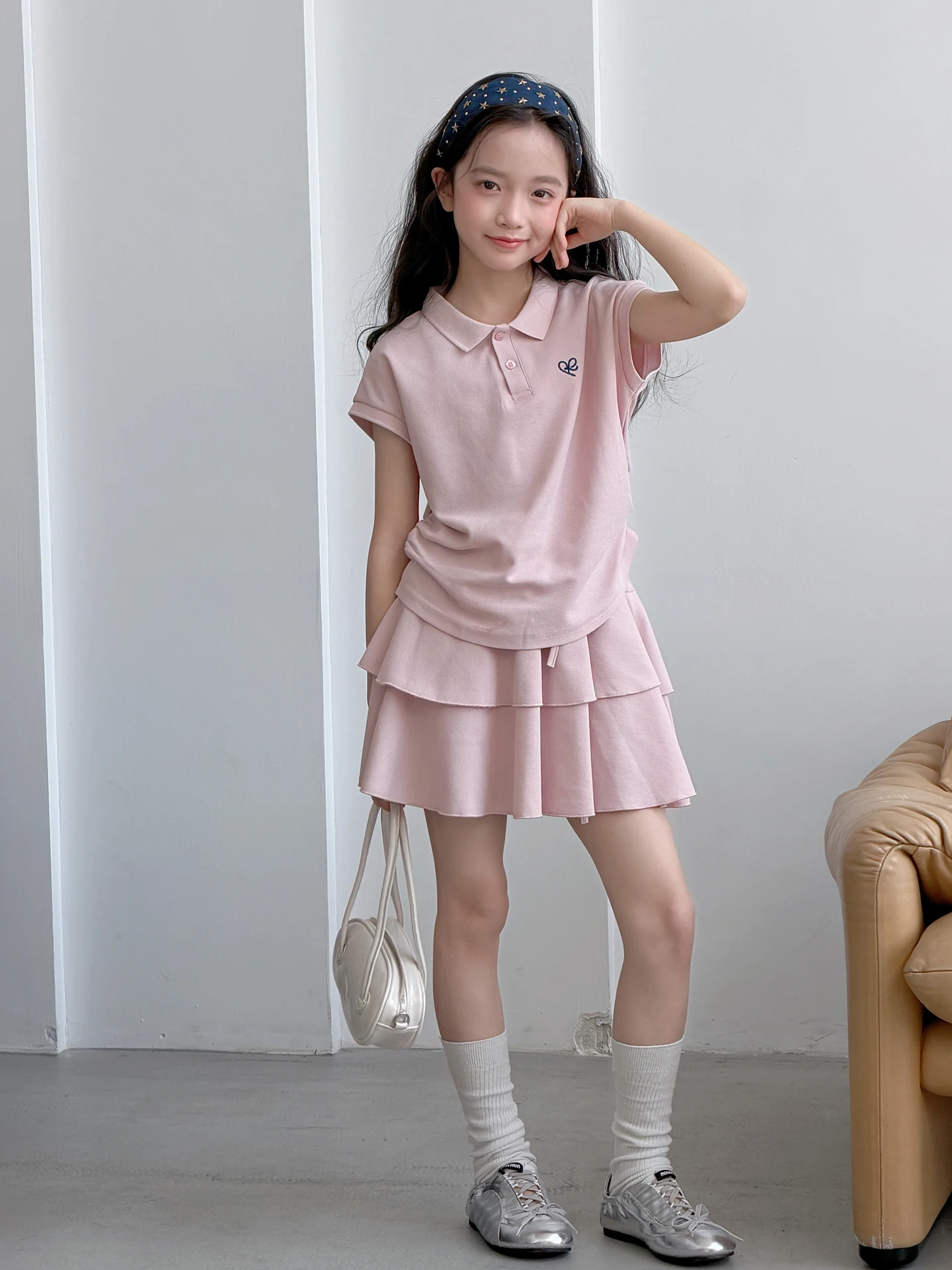 girls-summer-outfit-set-2026-new-stylish-children's-shirt-top-half-skirt-two-piece-set-korean-style-cotton-fabric-breath