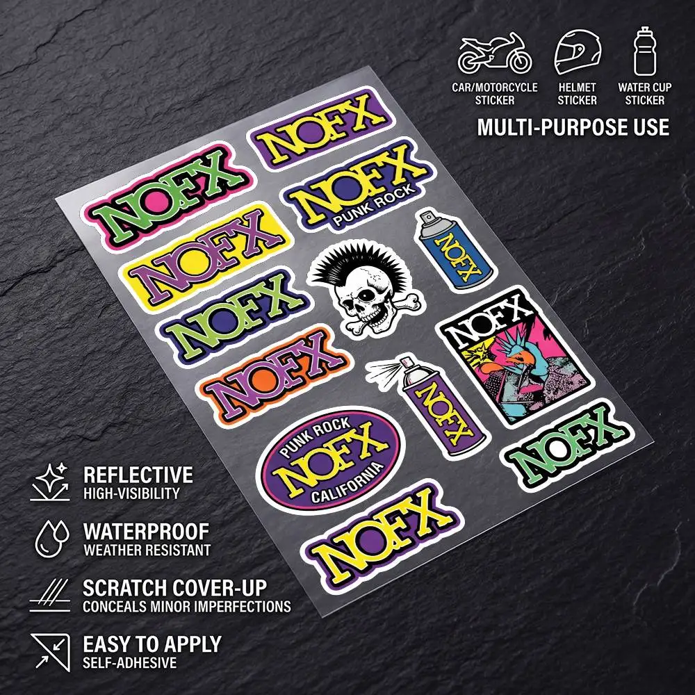 N-NOFX-X Multi Scene Waterproof Reflective Scratch Cover Stickers Fit Auto Motorcycle Helmet Refrigerator