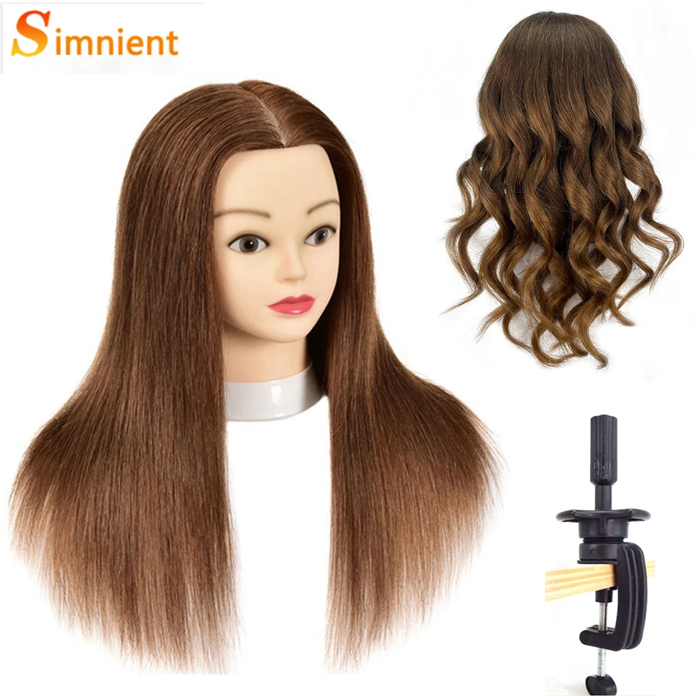 New 100% Real Human Hair Doll Head For Hairstyle Professional Training Head Kit Mannequin Head Styling To Practice Hot Curl Iron