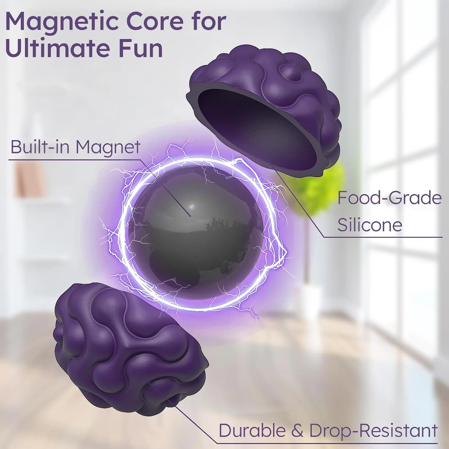 Silicone Magnetic Sensory Balls Fidget Toy Worry Balls Autism Calming Fidgeting Toys Anxiety Relief Stress Sensory Toy