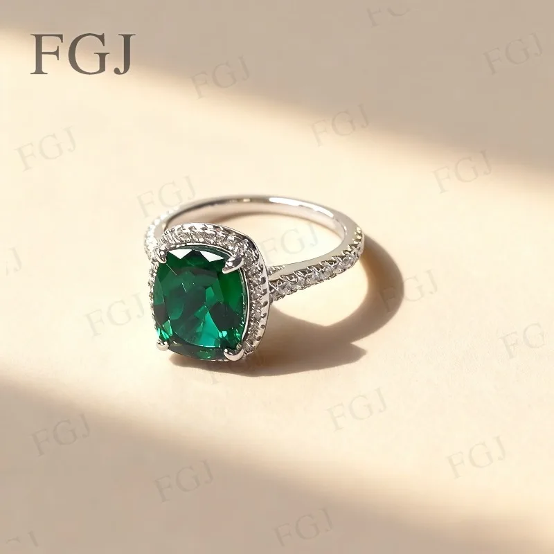 925 Sterling  Silver Custom Ring Ruby Columbia Sapphire E-Cushion 8x10mm Top Quality Christmas Jewelry Gifts For Women Men Party
