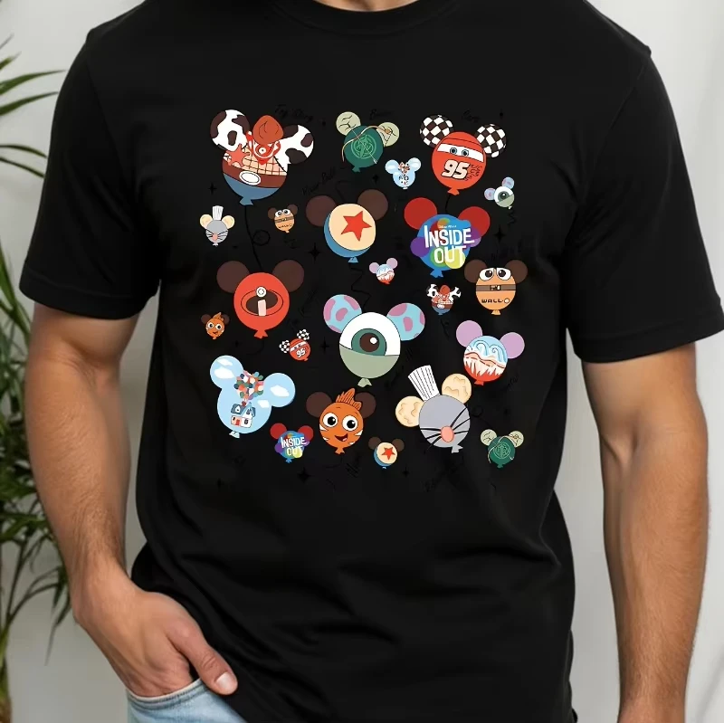 Мужская футболка с рисунком воздушного шара «История игрушек Диснея» Вуди и Базз, повседневная летняя футболка с короткими рукавами и круглым вырезом с героями мультфильмов