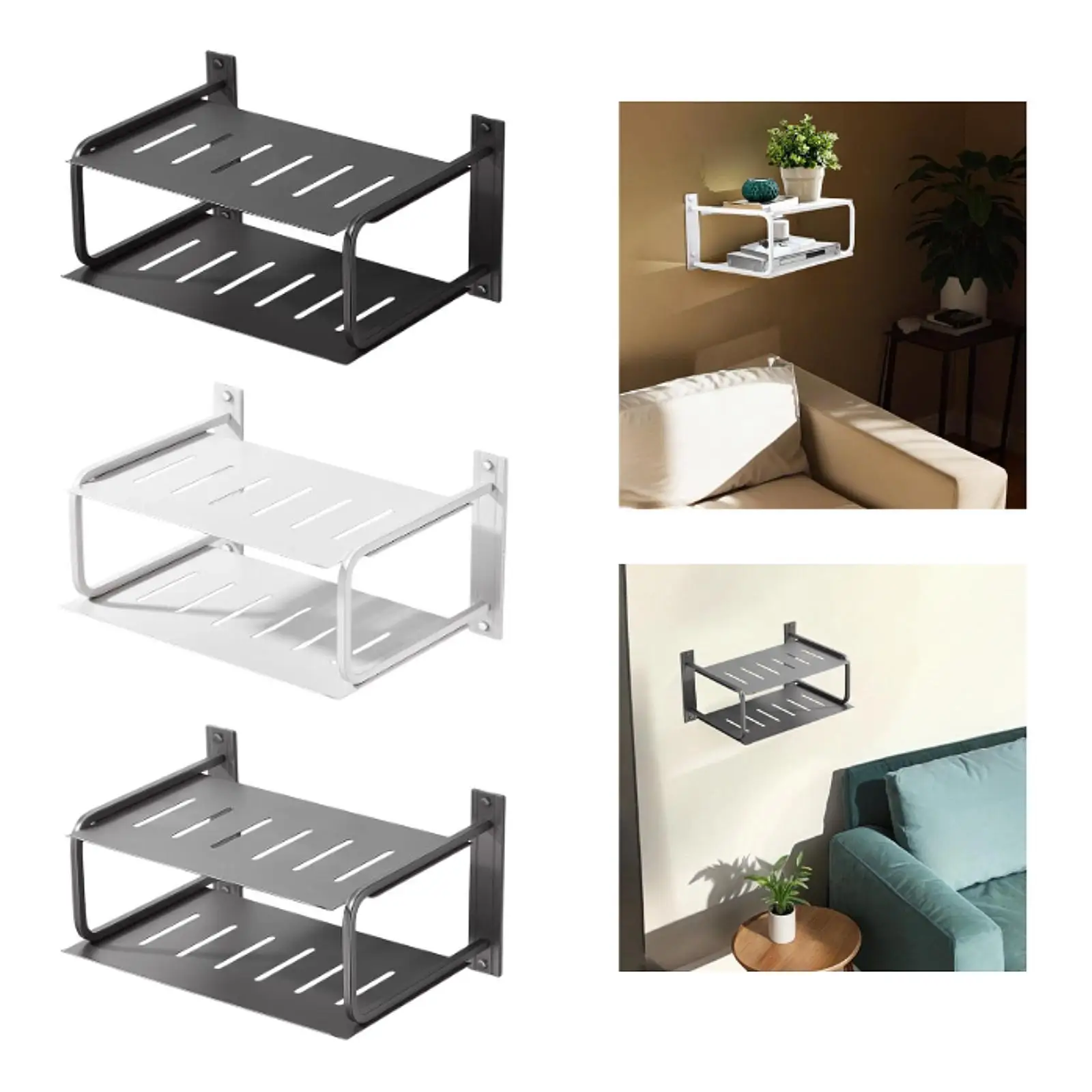 2 Layers Projector Shelf Wall Mount Cable Routing TV Accessories Home Organizer for Bedroom Living Room Player Hotel Office