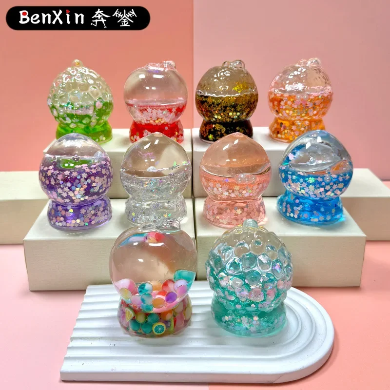 Miniso Mini Matching Fruit Sisters صندوق أعمى مزخرف بالزيت والرمل المتدفق