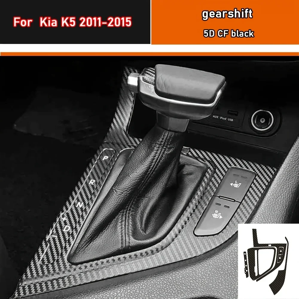 For Kia K5 2011-2015 Gear Shift Panel Cover Carbon Fiber Style Interior Protection Film for Left Drive Models Non-woven Fabric